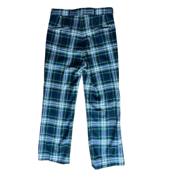 Vintage LL Bean Plaid Tartan Trousers Blue Green White 70s 80s unisex size m - Picture 11 of 14
